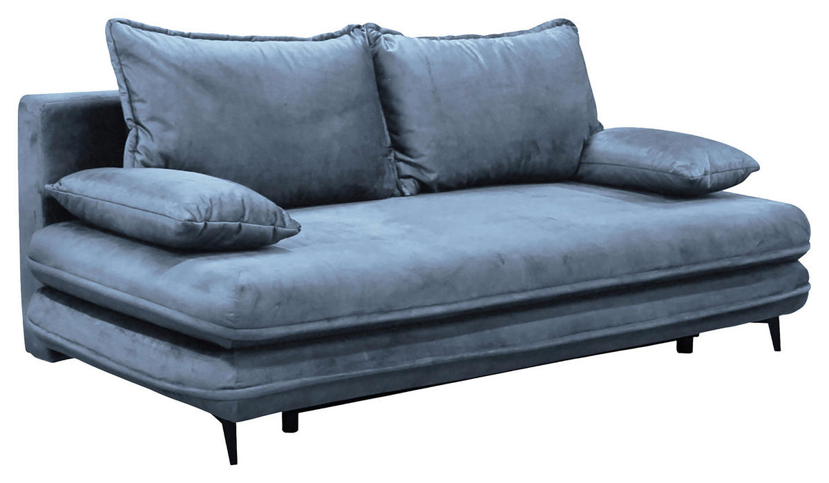SCHLAFSOFA  mit Velours Hellblau  - Schwarz/Hellblau, Design, Kunststoff/Textil (217/73/86/106cm) - MID.YOU