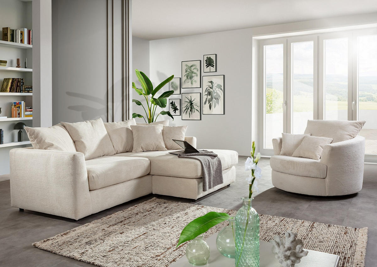 KUTNA GARNITURA tekstil  prirodne boje   - prirodne boje/crna, Design, tekstil/plastika (235/175cm) - home24