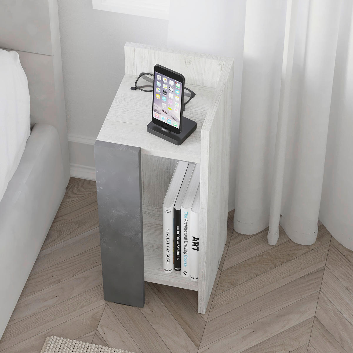 KINDERNACHTSCHRANK  - Grauweiß/Grau, Design, Holzwerkstoff (27/25/60cm) - Livetastic