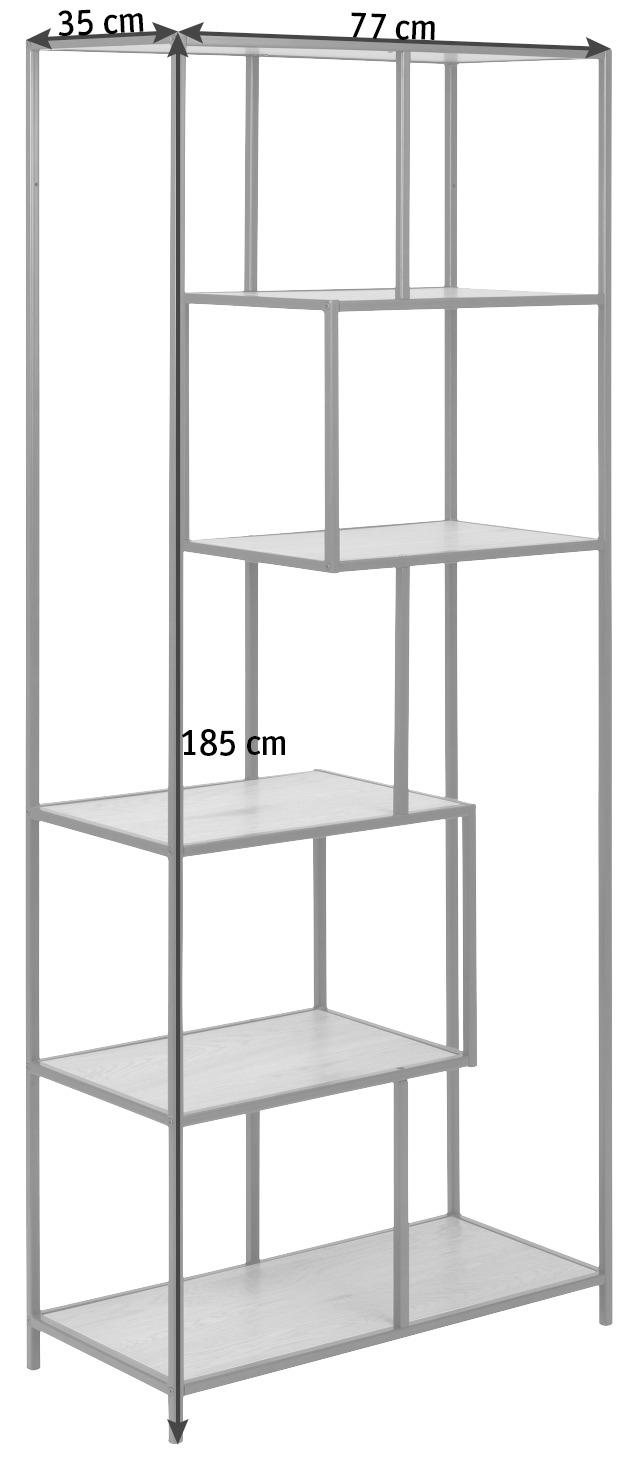 HYLLA i 77/185/35 cm svart, ekfärgad  - svart/ekfärgad, Modern, metall/trämaterial (77/185/35cm) - Best Price
