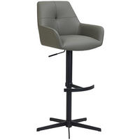 BARHOCKER Echtleder Anthrazit Eisen Sitzfläche 360° drehbar, inklusive Armlehnen  - Anthrazit/Schwarz, Design, Leder/Metall (55/90-116/53cm) - Novel
