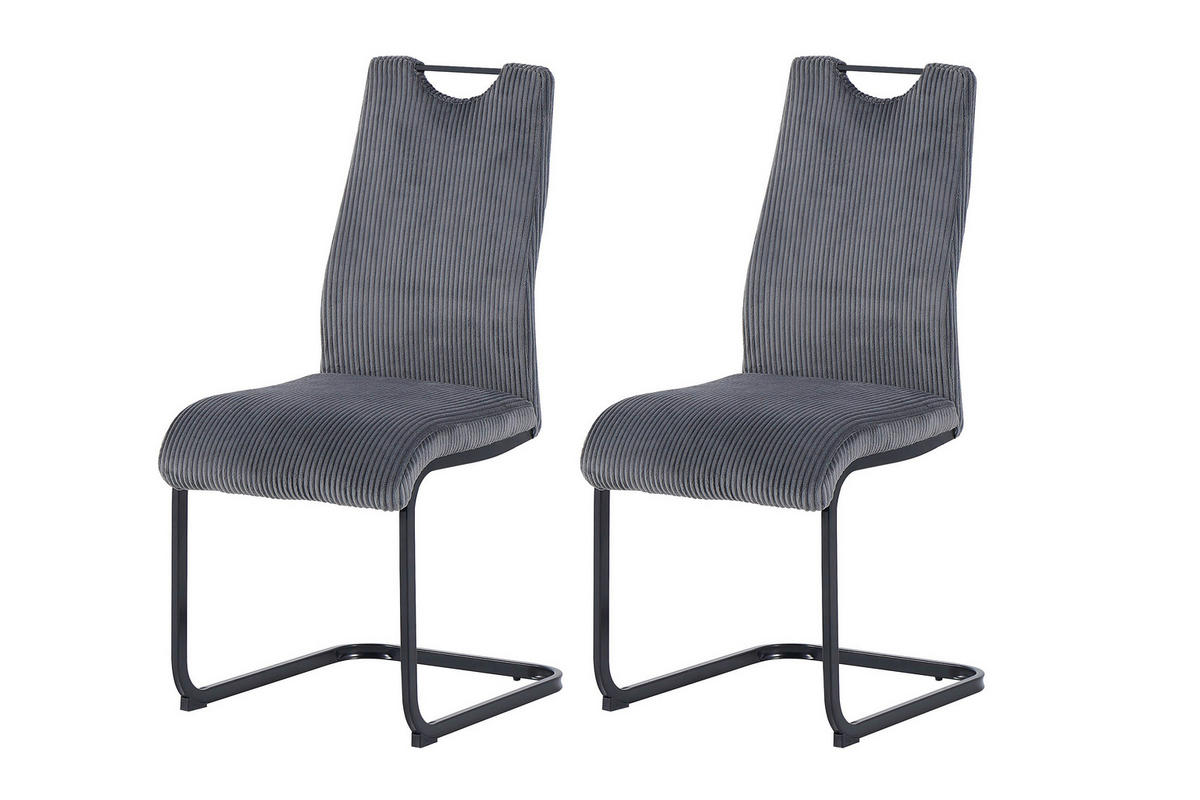 SCHWINGSTUHL-SET 2 Stück  in Stahl Cord  - Schwarz/Grau, MODERN, Textil/Metall (44/88/55cm) - MID.YOU