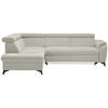 ECKSOFA in Webstoff Ecru  - Ecru/Schwarz, Design, Textil/Metall (203/260cm) - Stylife