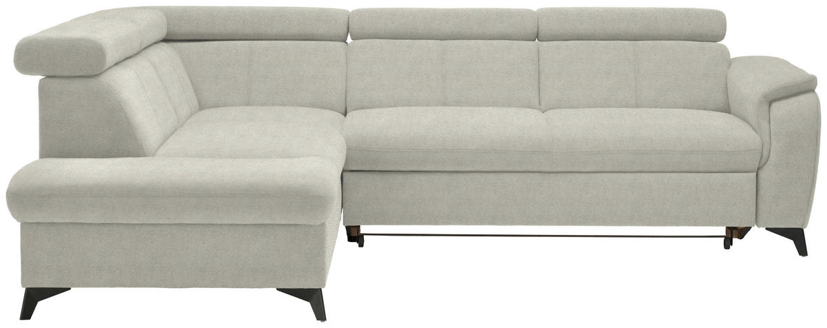 ECKSOFA in Webstoff Ecru  - Ecru/Schwarz, Design, Textil/Metall (203/260cm) - Stylife