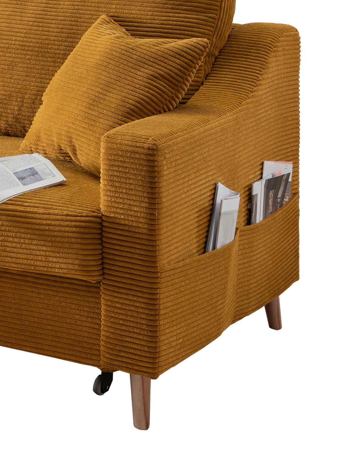 ECKSOFA in Cord Goldfarben  - Goldfarben/Naturfarben, Design, Holz/Textil (150/228cm) - P & B