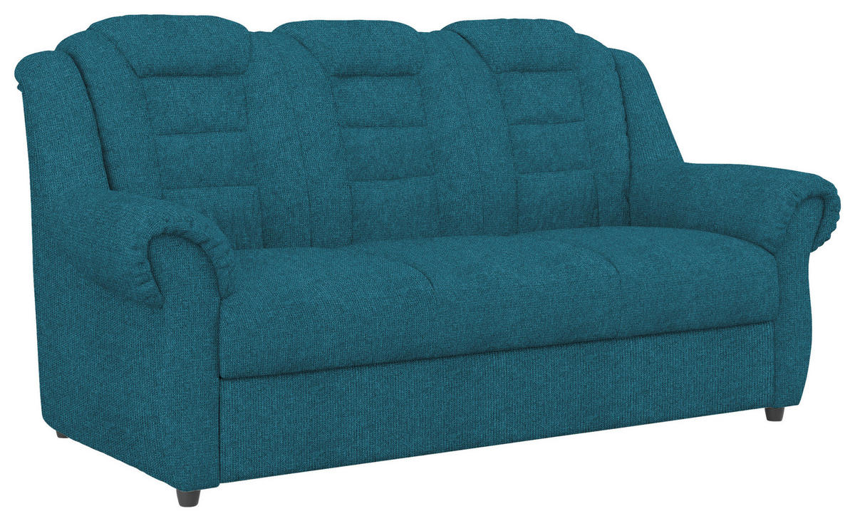 3-SITZER-SOFA in Chenille Blau  - Blau/Schwarz, Konventionell, Kunststoff/Textil (196/102/101cm) - Livetastic