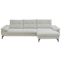 ECKSOFA Flachgewebe Weiss  - Weiss/Schwarz, Design, Textil/Metall (303/168cm) - Valdera