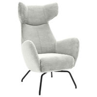OHRENSESSEL in Cord Hellgrau  - Hellgrau/Schwarz, Design, Textil/Metall (79/117/82cm) - Lomoco