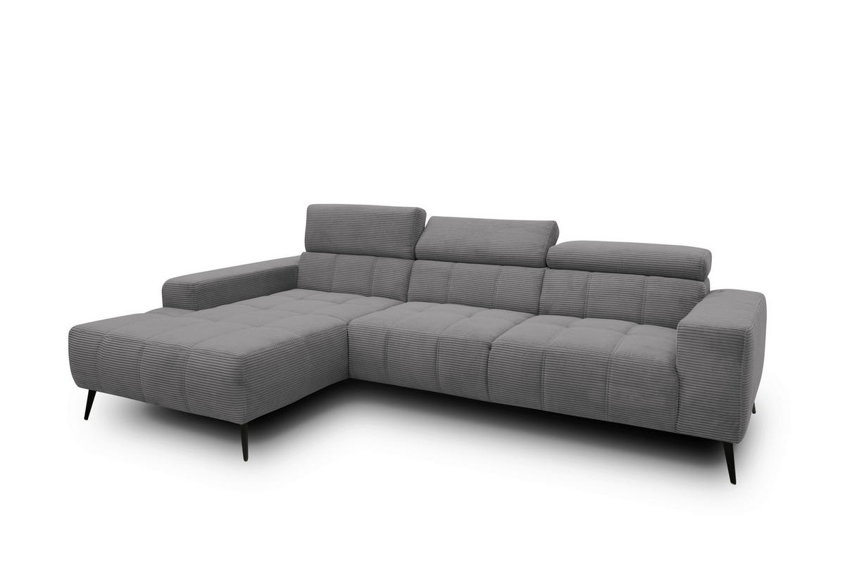 ECKSOFA TRENTO Grau Mikrofaser  - Dunkelgrau/Schwarz, MODERN, Textil/Metall (287/175cm) - MID.YOU