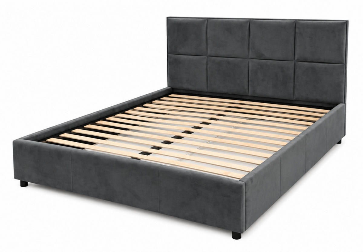 Pat Tapițat, 160/200 cm, gri - negru/gri, Basics, plastic/lemn (160/200cm) - Carryhome