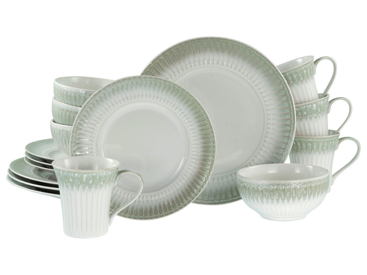KOMBISERVICE Creme, Perlmutt Celadon Beige 16-teilig 4 Personen  - Perlmutt/Creme, Basics, Keramik - Creatable