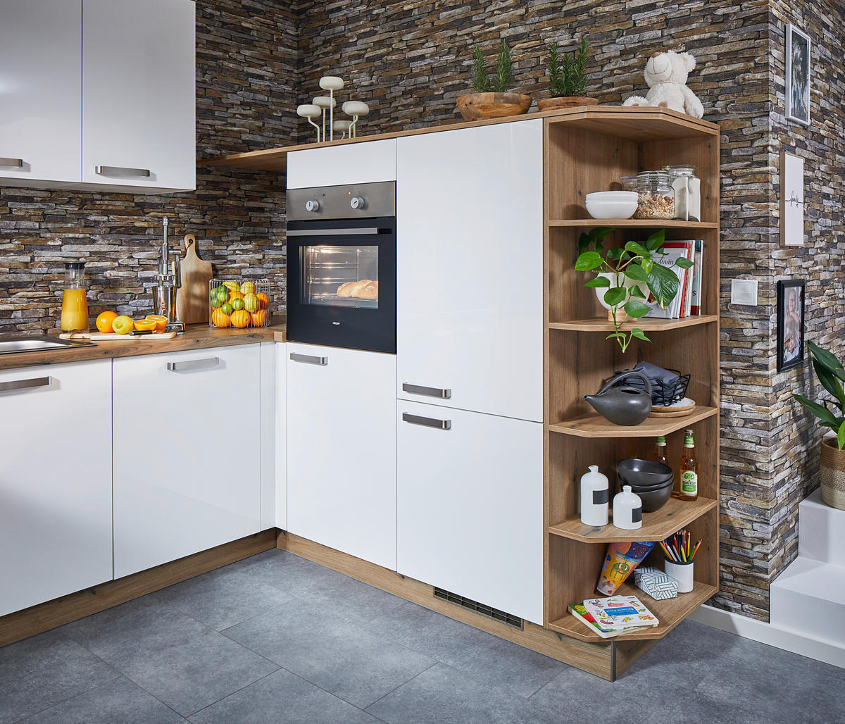 KÜCHENLEERBLOCK   in Weiß  - Weiß, MODERN, Holzwerkstoff/Metall (305/215/215cm) - Welnova