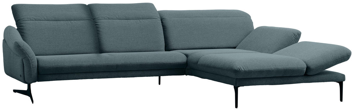 ECKSOFA in Webstoff Hellblau  - Anthrazit/Hellblau, Design, Textil/Metall (299/203cm) - Himolla