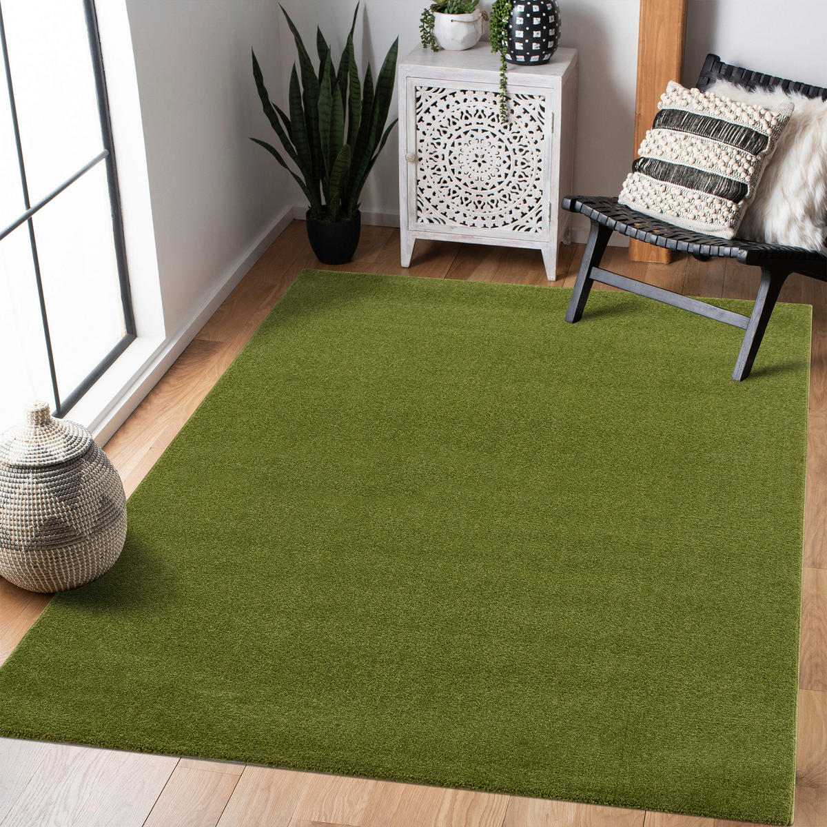 WEBTEPPICH 80/150 cm Uni Grün rechteckig  - Grün, LIFESTYLE, Kunststoff/Textil (80/150cm) - Novel