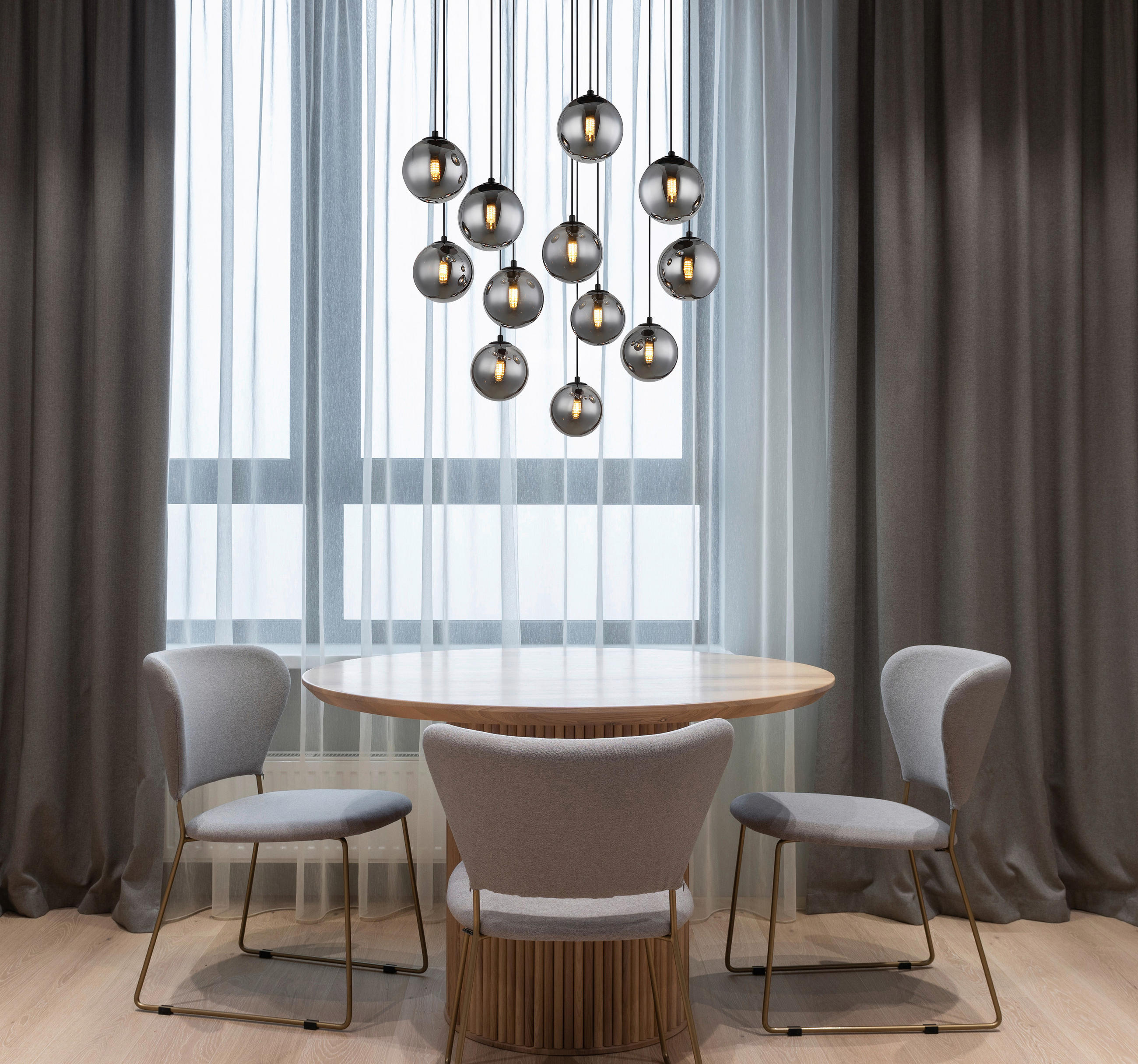 LED-HÄNGELEUCHTE 75/120 cm  - Schwarz, Design, Glas/Kunststoff (75/120cm) - Globo