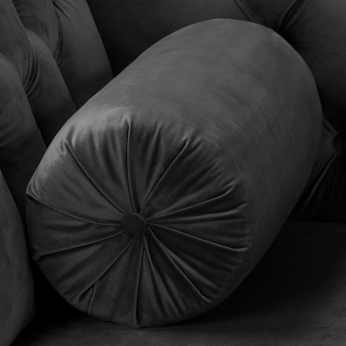 RÉCAMIERE Samt Schwarz  - Schwarz/Braun, Design, Holz/Textil (185/93/75cm) - Livetastic