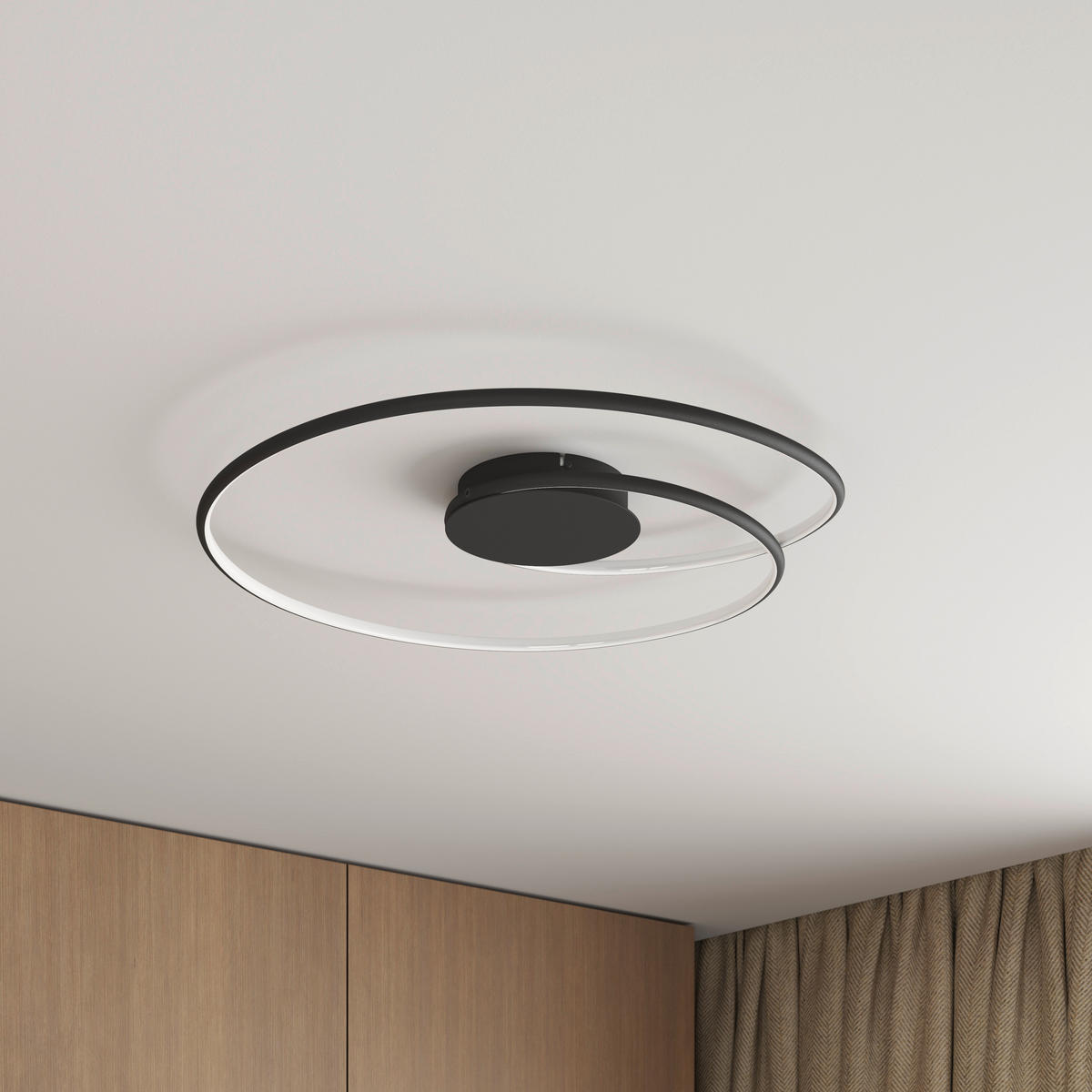 LED-DECKENLEUCHTE Birmingham 67/10 cm   - Schwarz, LIFESTYLE, Kunststoff/Metall (67/10cm) - Novel