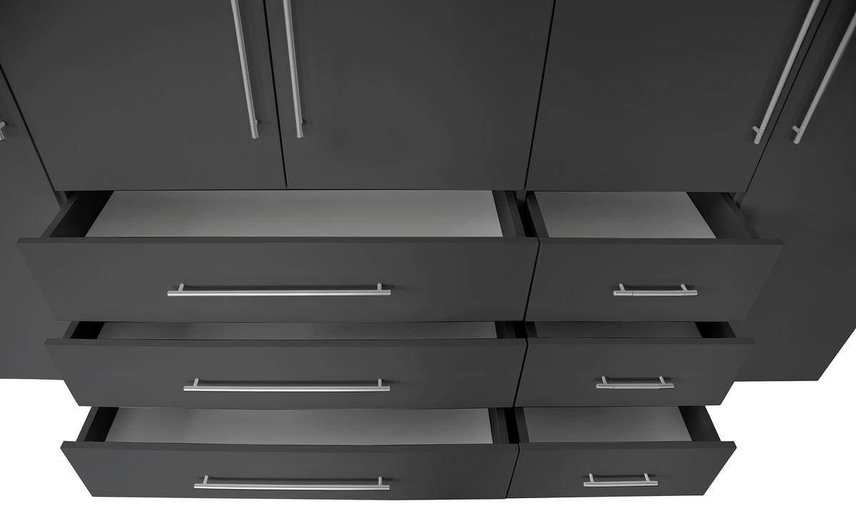 GARDEROB MED GÅNGJÄRN 244/218,6/59,4 cm 5-dörrar - aluminiumfärg/antracit högglans, Klassisk, metall/trämaterial (244/218,6/59,4cm) - Best Price