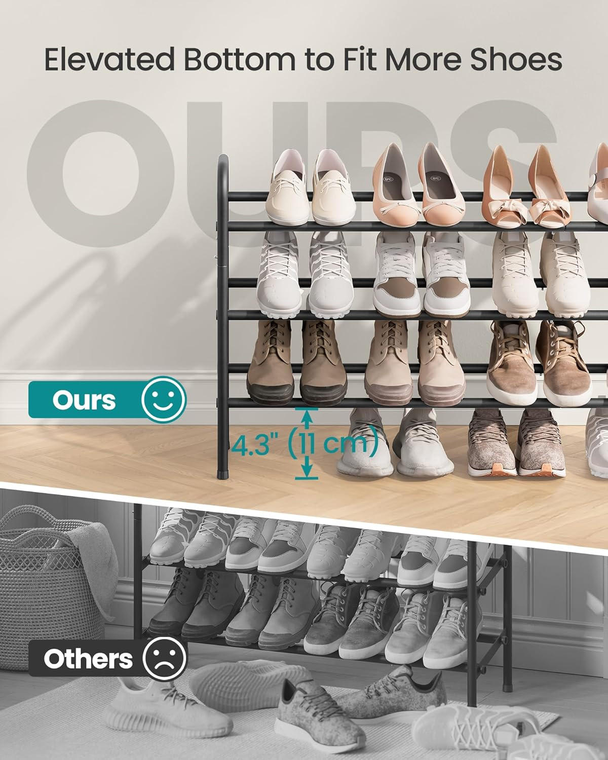 SCHUHREGAL Schwarz  - Schwarz, Trend, Metall (83/58/23cm) - Boxxx