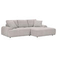Ecksofa mit Funktion Grau Flachgewebe Zierkissen, Rückenkissen, Bettkasten, Schlaffunktion, Rücken echt, Liegefläche im Originalstoff  - Schwarz/Grau, KONVENTIONELL, Kunststoff/Textil (277/190cm) - Carryhome