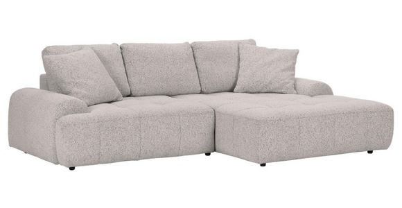 Ecksofa mit Funktion Grau Flachgewebe Zierkissen, Rückenkissen, Bettkasten, Schlaffunktion, Rücken echt, Liegefläche im Originalstoff  - Schwarz/Grau, KONVENTIONELL, Kunststoff/Textil (277/190cm) - Carryhome