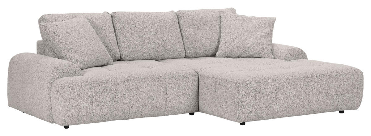 Ecksofa mit Funktion Grau Flachgewebe Zierkissen, Rückenkissen, Bettkasten, Schlaffunktion, Rücken echt, Liegefläche im Originalstoff  - Schwarz/Grau, KONVENTIONELL, Kunststoff/Textil (277/190cm) - Carryhome