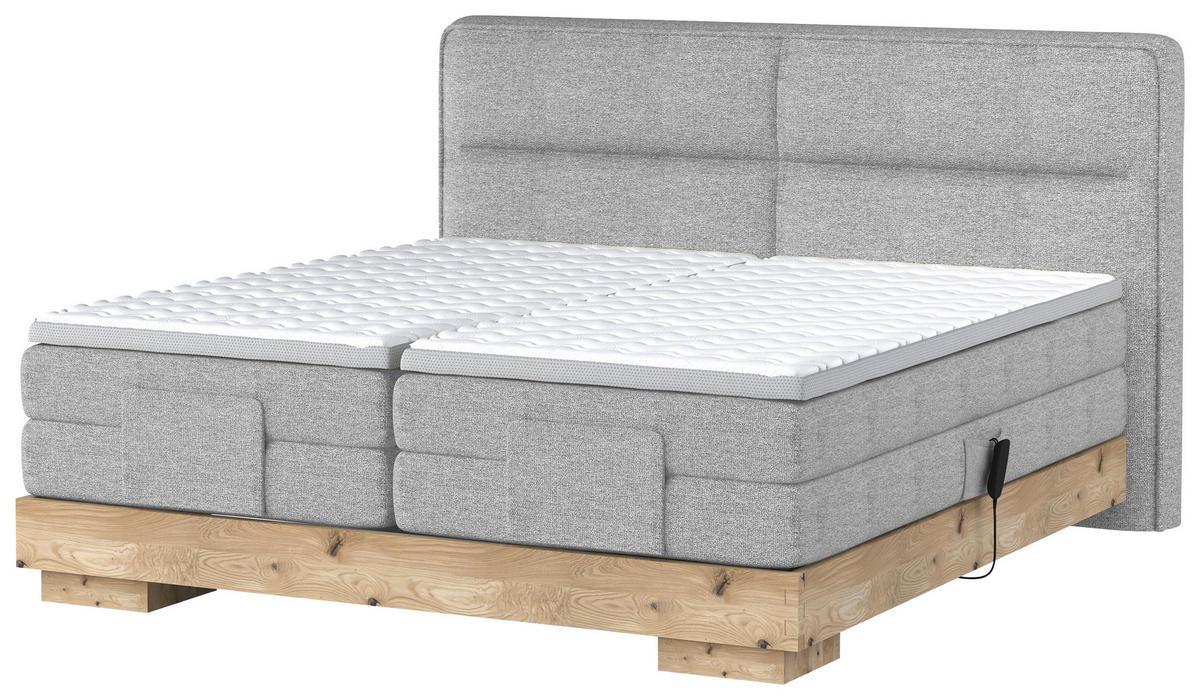 BOXSPRINGBETT 180/200 cm  in Eichefarben, Hellgrau  - Eichefarben/Hellgrau, Natur, Holz/Holzwerkstoff (180/200cm) - Valnatura