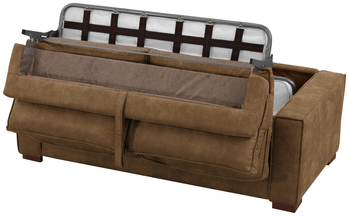 SCHLAFSOFA in Mikrofaser Braun  - Dunkelbraun/Braun, Design, Holz/Textil (203/85/99cm) - MID.YOU