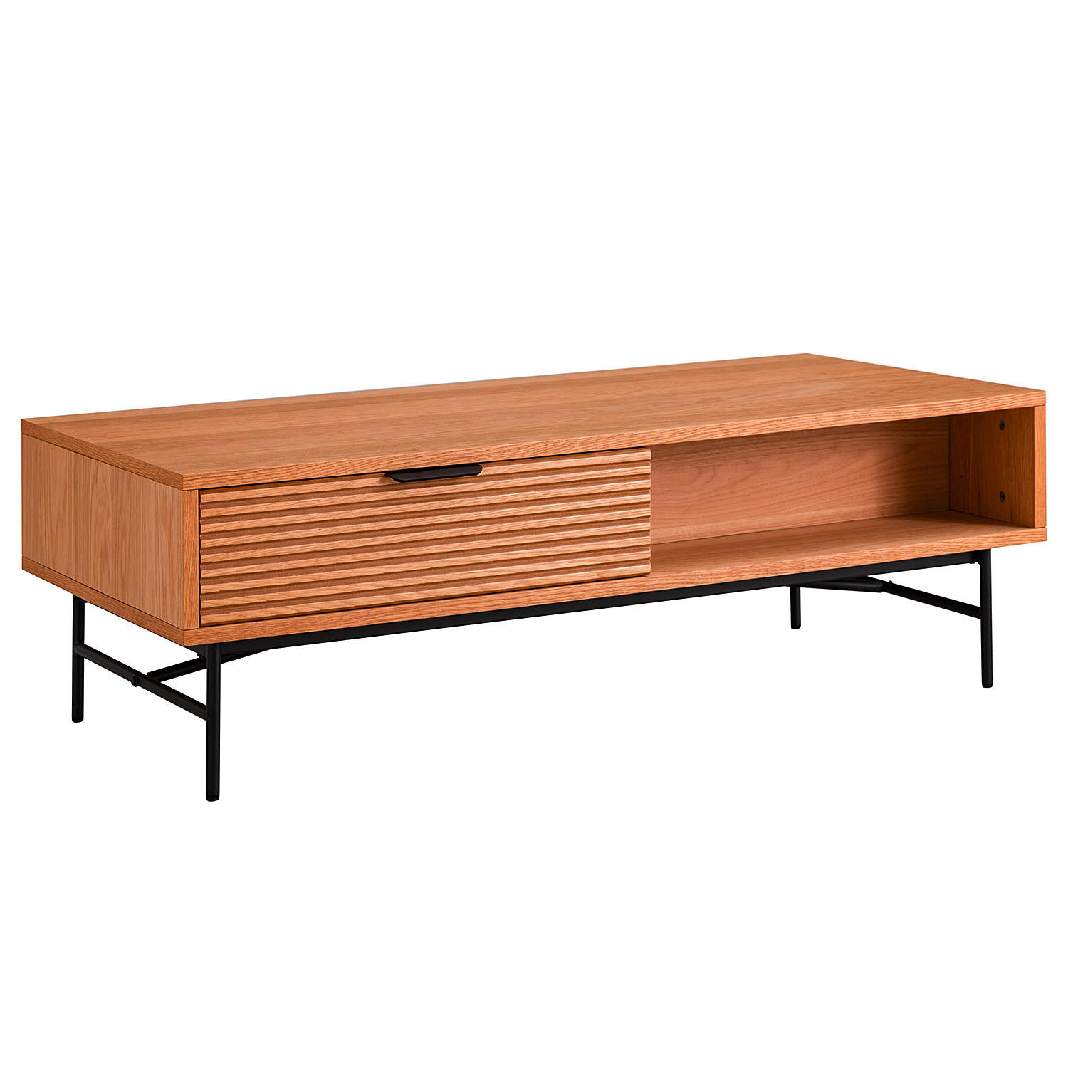 COUCHTISCH Eiche furniert 120/60/40 cm rechteckig Schwarz, Eichefarben  - Eichefarben/Schwarz, MODERN, Holz/Holzwerkstoff (120/60/40cm) - home24