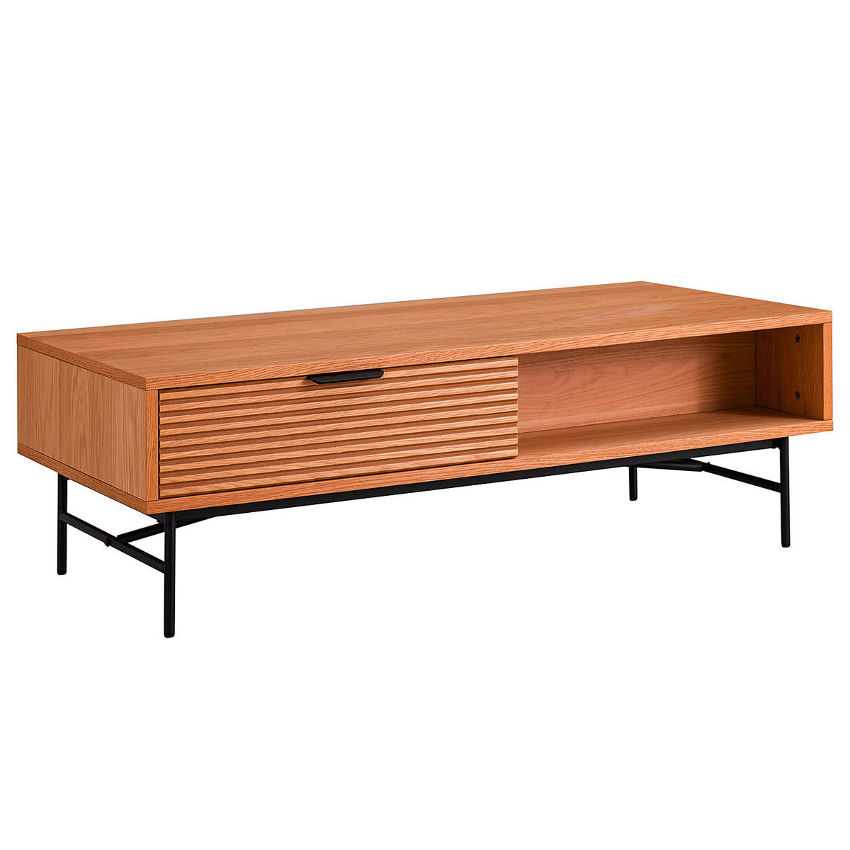 COUCHTISCH Eiche furniert 120/60/40 cm rechteckig Schwarz, Eichefarben  - Eichefarben/Schwarz, MODERN, Holz/Holzwerkstoff (120/60/40cm) - home24