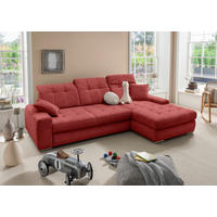 ECKSOFA Chenille Rot  - Chromfarben/Rot, Konventionell, Textil/Metall (283/186cm) - Livetastic