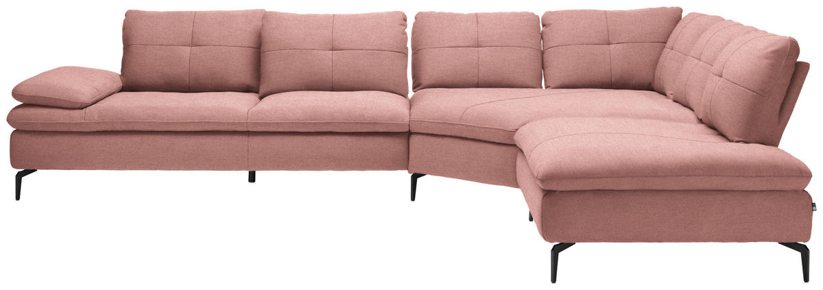 ECKSOFA in Flachgewebe Altrosa  344/271 cm  - Schwarz/Altrosa, Design, Textil/Metall (344/271cm) - Chilliano