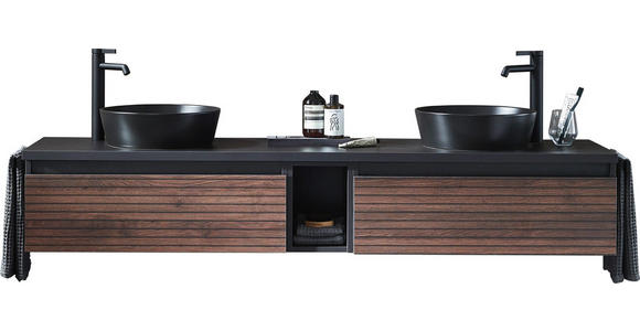 WASCHTISCHKOMBI 180 cm - Dunkelgrau/Dunkelbraun, Design, Keramik/Holzwerkstoff (180cm) - Novel