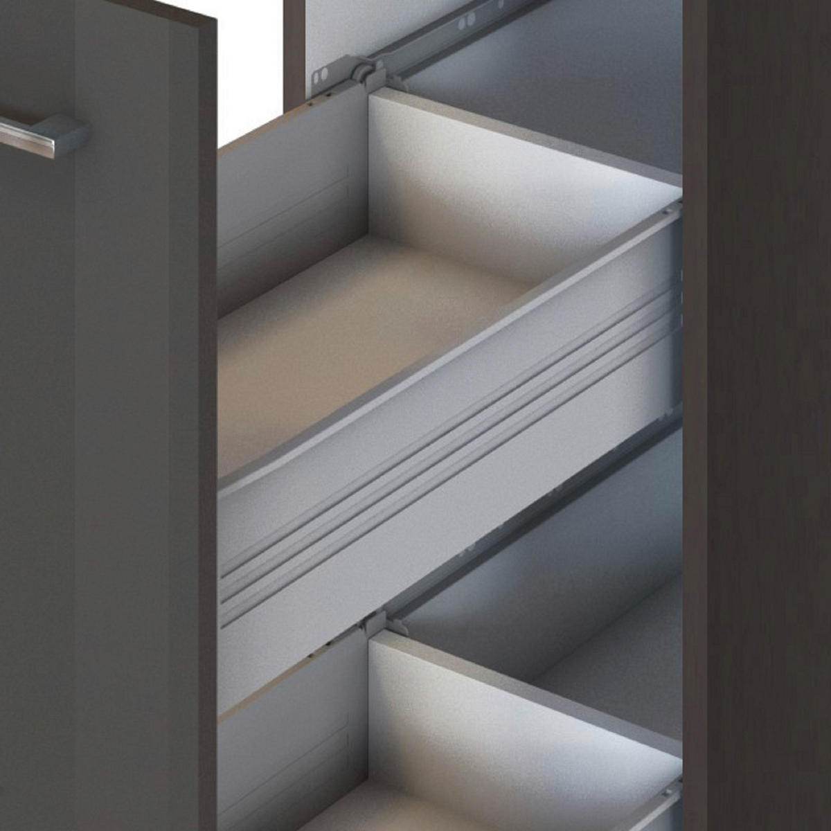 KÜCHENBLOCK 320 cm   in Graphitfarben  - Silberfarben/Graphitfarben, Modern, Holzwerkstoff/Metall (320cm) - Held