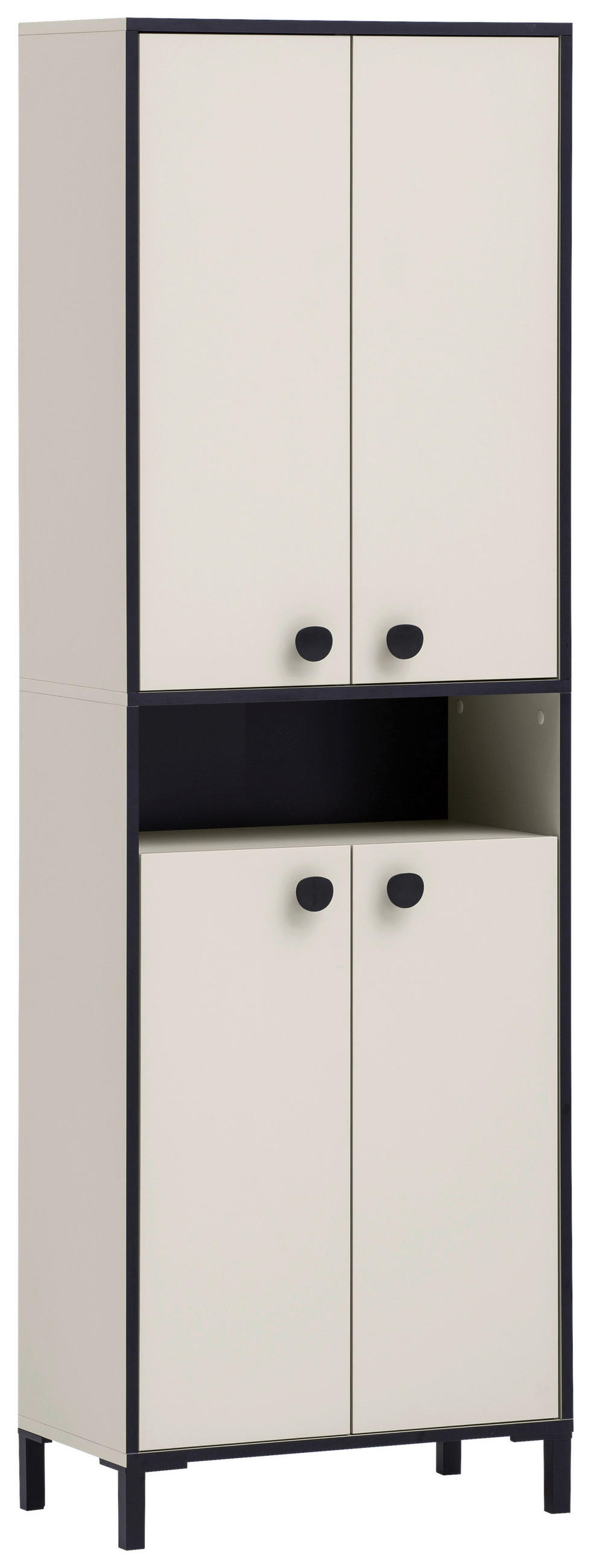 SCHUHSCHRANK  in 60,2/185/33,05 cm  - Beige/Schwarz, Design, Holzwerkstoff/Kunststoff (60,2/185/33,05cm) - MID.YOU