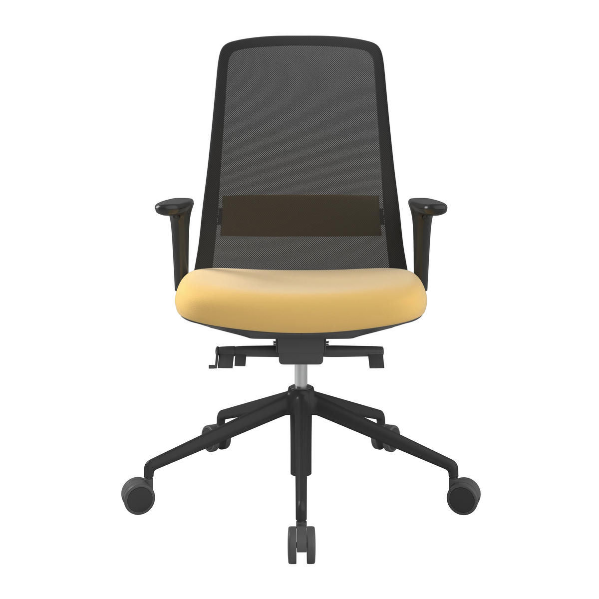 DREHSTUHL Lederlook Gelb, Schwarz  - Gelb/Schwarz, MODERN, Kunststoff/Textil (70/103-115/70cm)