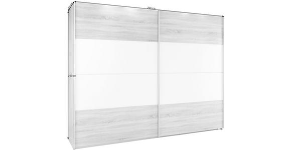 SCHWEBETÜRENSCHRANK  in Weiß, Sonoma Eiche  - Alufarben/Weiß, KONVENTIONELL, Glas/Holzwerkstoff (226/210/62cm) - Xora