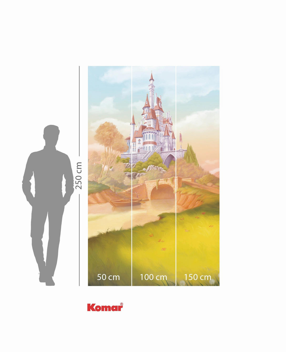 FOTOTAPETE PRINCESS BELLE CASTLE RIVER  - Naturfarben, Design, Textil (150/250cm) - Disney