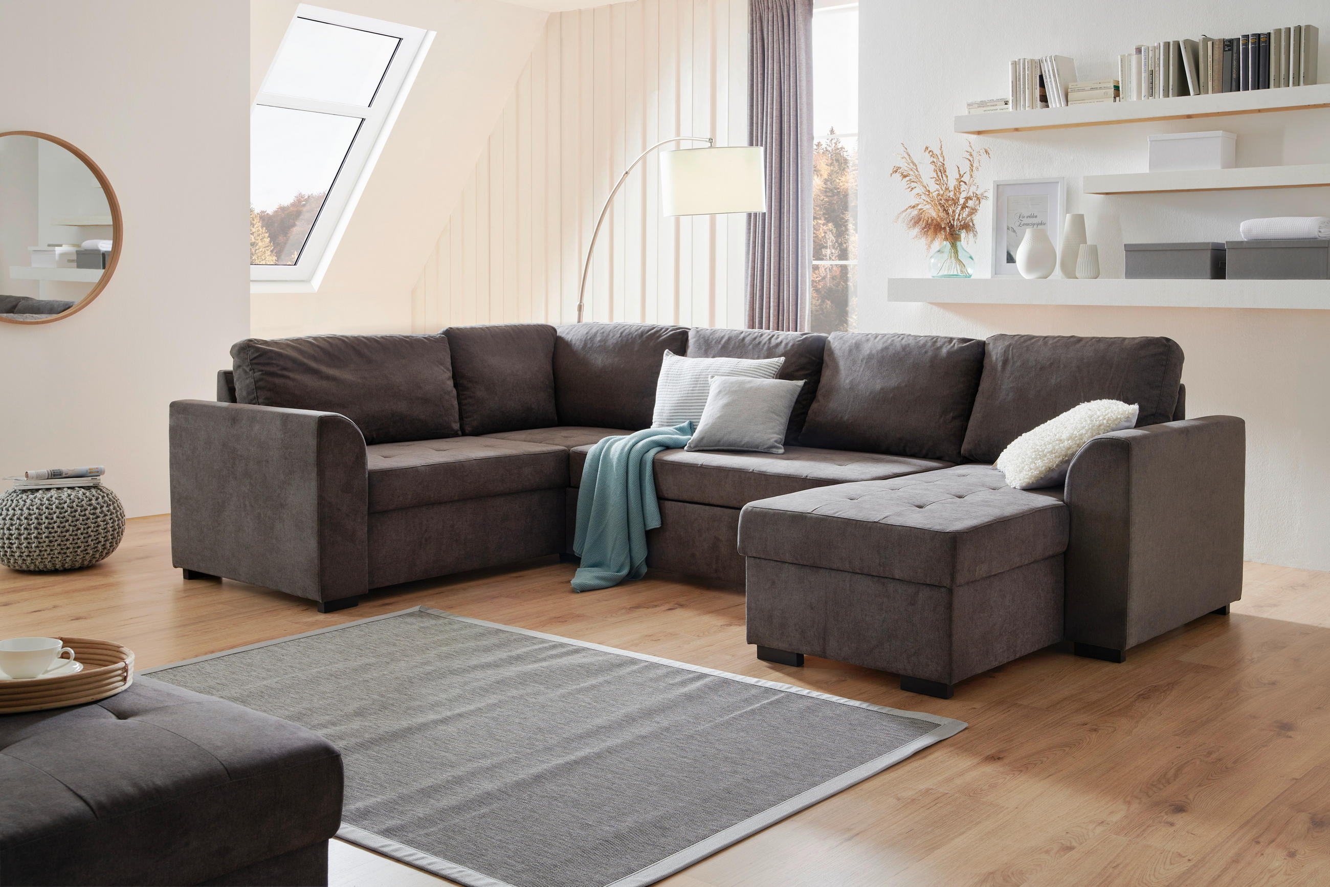 SOFFA i vävt tyg beige  - beige/svart, Design, textil/plast (205/311/160cm) - Livetastic