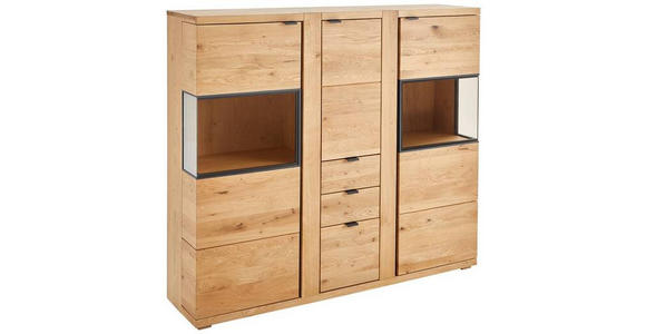 HIGHBOARD 152/135,5/38 cm  - Eichefarben/Anthrazit, KONVENTIONELL, Glas/Holz (152/135,5/38cm) - Linea Natura