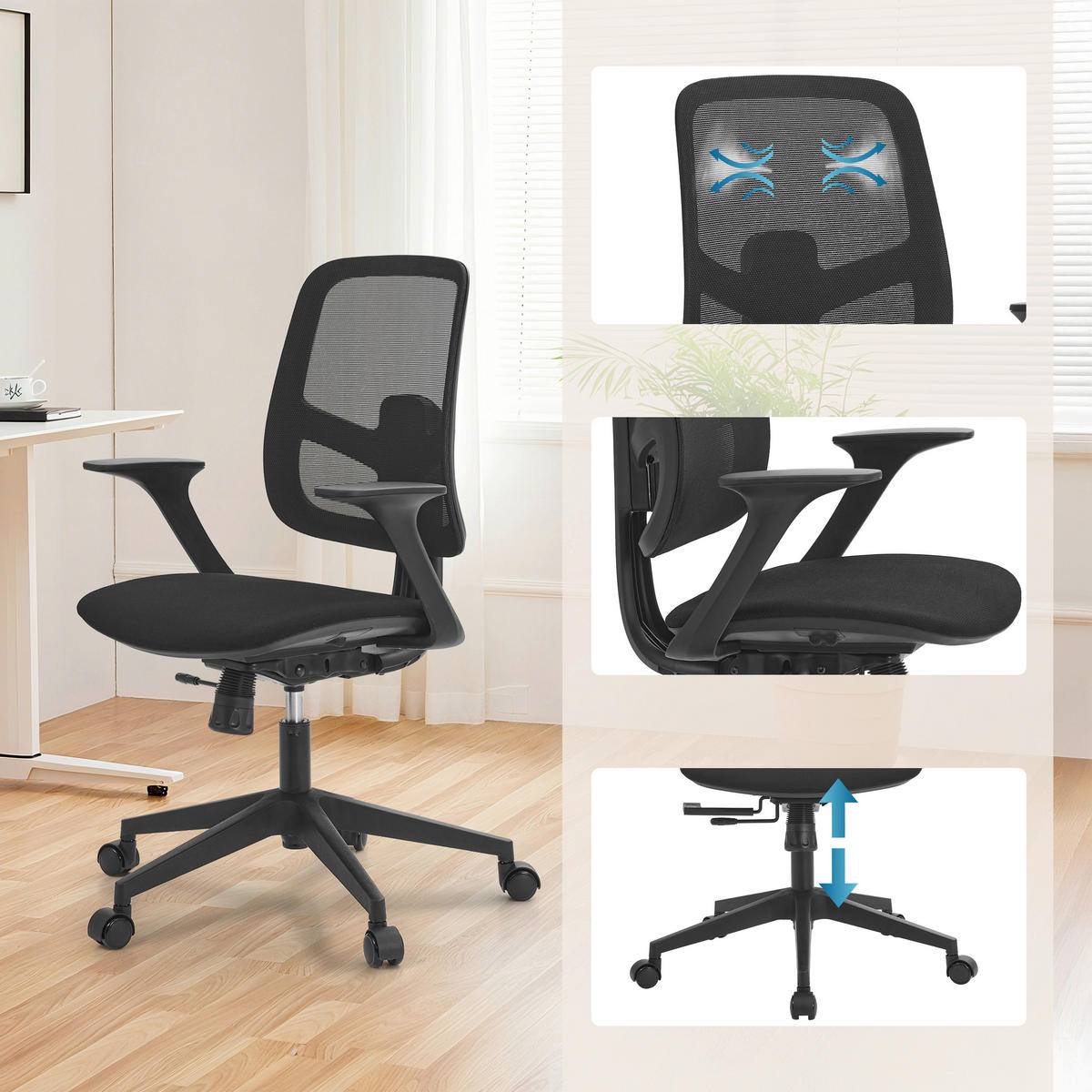 DREHSTUHL  in Flachgewebe Schwarz  - Schwarz, MODERN, Kunststoff/Textil (68/114/63cm) - MID.YOU