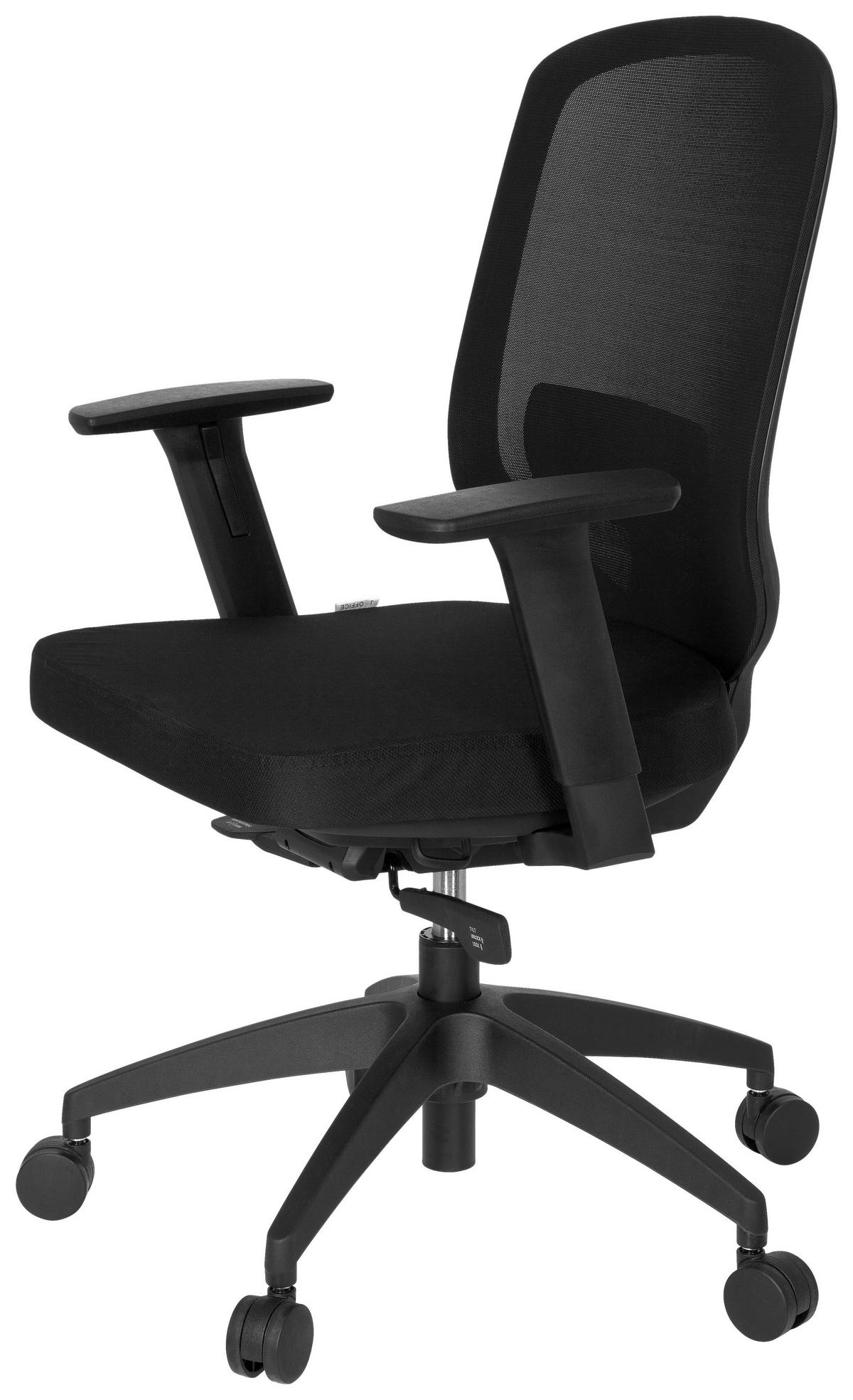 OTOČNÁ ŽIDLE, síťovina, plochá tkanina, černá - černá, Moderní, textil/plast (56/105/47cm) - MID.YOU