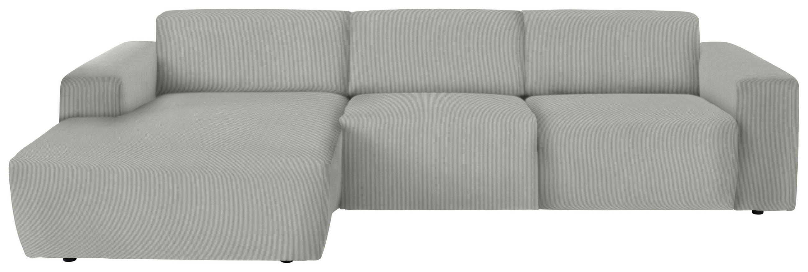 ECKSOFA Silberfarben Feincord  - Silberfarben/Schwarz, Design, Kunststoff/Textil (174/302cm) - Beldomo Style