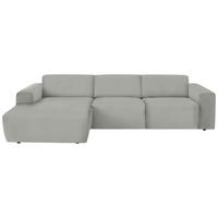 ECKSOFA in Feincord Silberfarben  - Silberfarben/Schwarz, Design, Kunststoff/Textil (174/302cm) - Beldomo Style