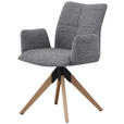ARMLEHNSTUHL  Stoffauswahl, Sitzfläche 180° drehbar Struktur  Grau  - Eichefarben/Grau, Design, Holz/Textil (58/85/64cm) - Carryhome