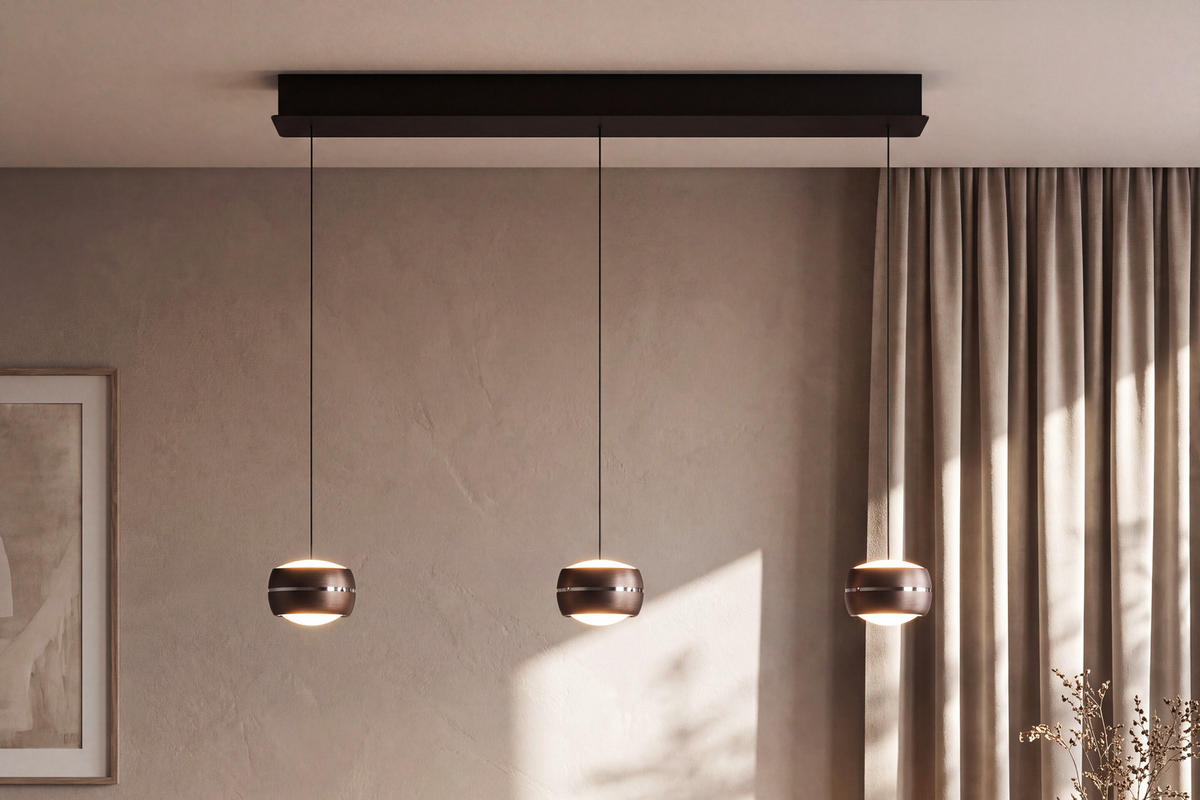 LED-HÄNGELEUCHTE Itonda 100/12/180 cm  - Braun, Design, Glas/Metall (100/12/180cm) - Dieter Knoll