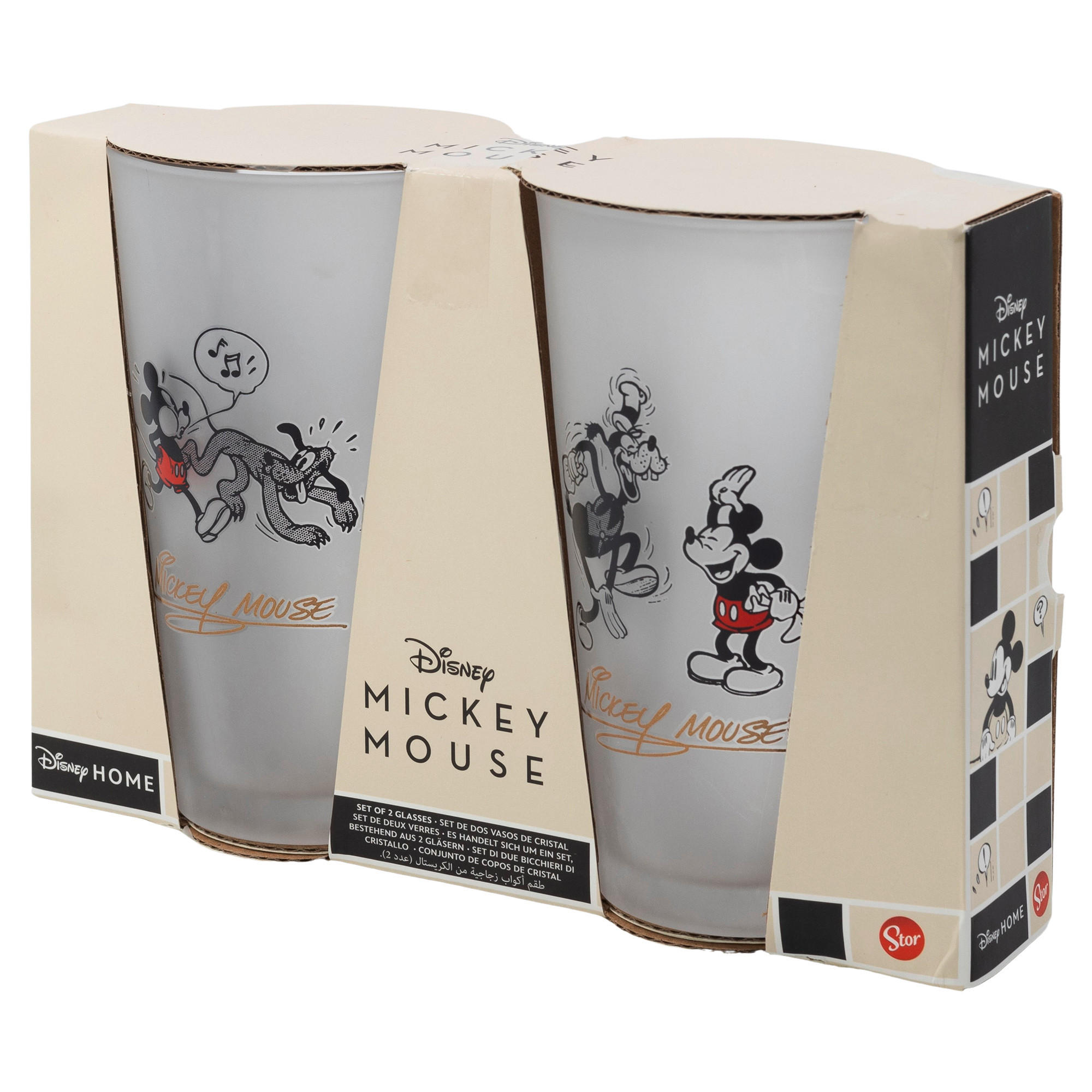 GLÄSERSET Mickey and friends  2-teilig  - Goldfarben/Schwarz, Basics, Glas (490ml) - Disney