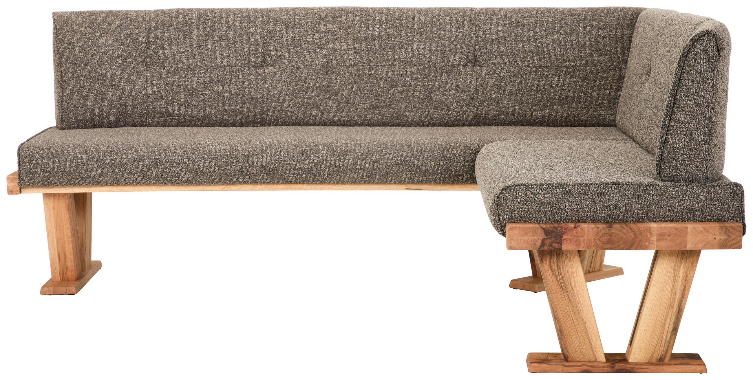 ECKBANK 205/155 cm Jacquard, Flachgewebe Braun Balkeneiche massiv   - Eichefarben/Braun, Natur, Holz/Textil (205/155cm) - Moderano