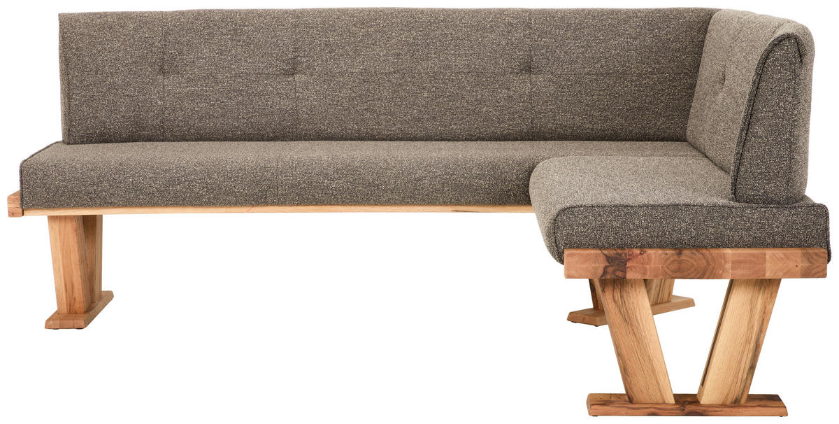 ECKBANK 205/155 cm Jacquard, Flachgewebe Braun Balkeneiche massiv   - Eichefarben/Braun, Natur, Holz/Textil (205/155cm) - Moderano