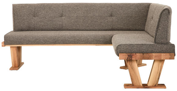 ECKBANK 205/155 cm Jacquard, Flachgewebe Braun Balkeneiche massiv - Eichefarben/Braun, Natur, Holz/Textil (205/155cm) - Moderano